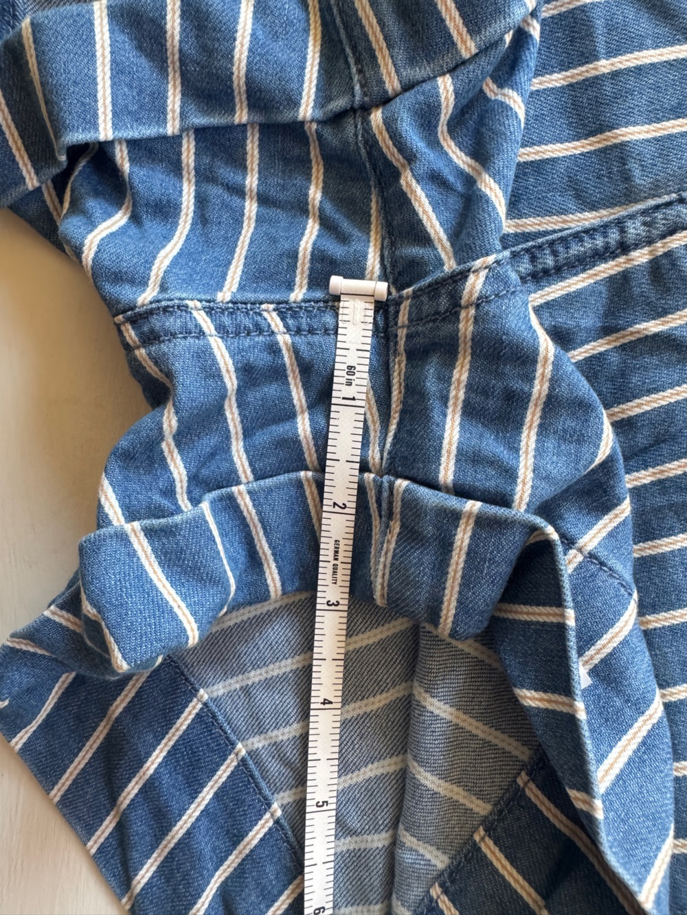 AE Red , White & Blue Stripe Soft Cotton Denim Shorts-  10 - Picture 2 of 7